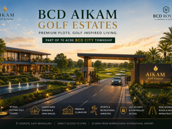 BCD Aikam Golf Estates premium plotted development in Hoskote with golf-themed layout and green surroundings