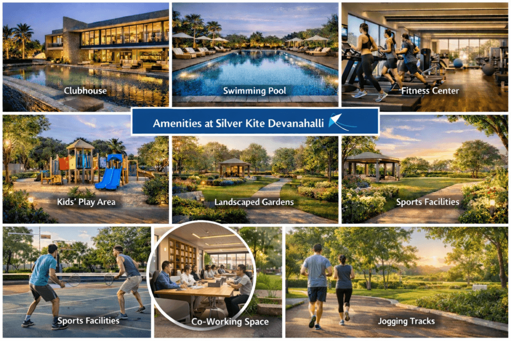 clubhouse and landscaped gardens in Devanahalli plots project