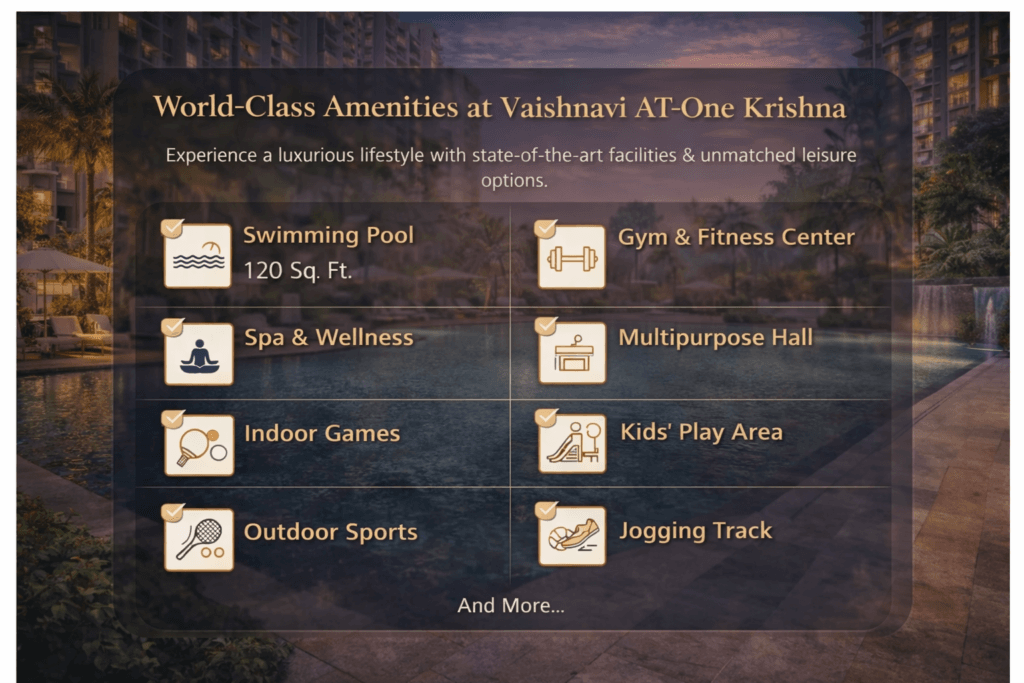 Vaishnavi AT-One Krishna Brindavan swimming pool and luxury amenities