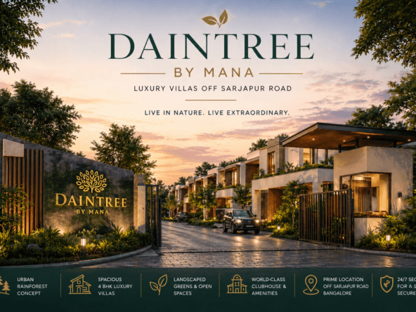 Daintree by Mana luxury villas Sarjapur Road with modern architecture, landscaped greenery and premium gated community lifestyle
