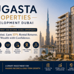 Dugasta Properties Development Dubai luxury apartment building with skyline view and Burj Khalifa backdrop