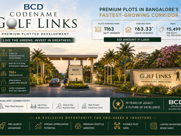 BCD Codename Golf Links premium plotted development Bangalore with gated community and landscaped layout