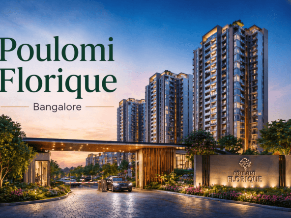 Poulomi Florique Bangalore luxury apartment project entrance high-rise towers North Bangalore