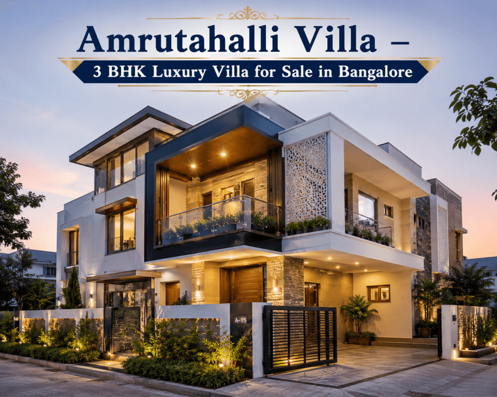 Luxury 3 BHK semi furnished corner villa in Amrutahalli Bangalore with modern architecture and premium exterior design