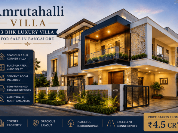 Amrutahalli Villa 3 BHK luxury villa for sale in Bangalore with 4800 sq ft layout and premium modern interiors
