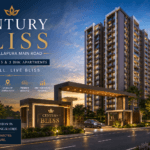 Century Bliss Doddaballapura Main Road premium luxury apartment towers in North Bangalore with modern entrance and high-rise residential development