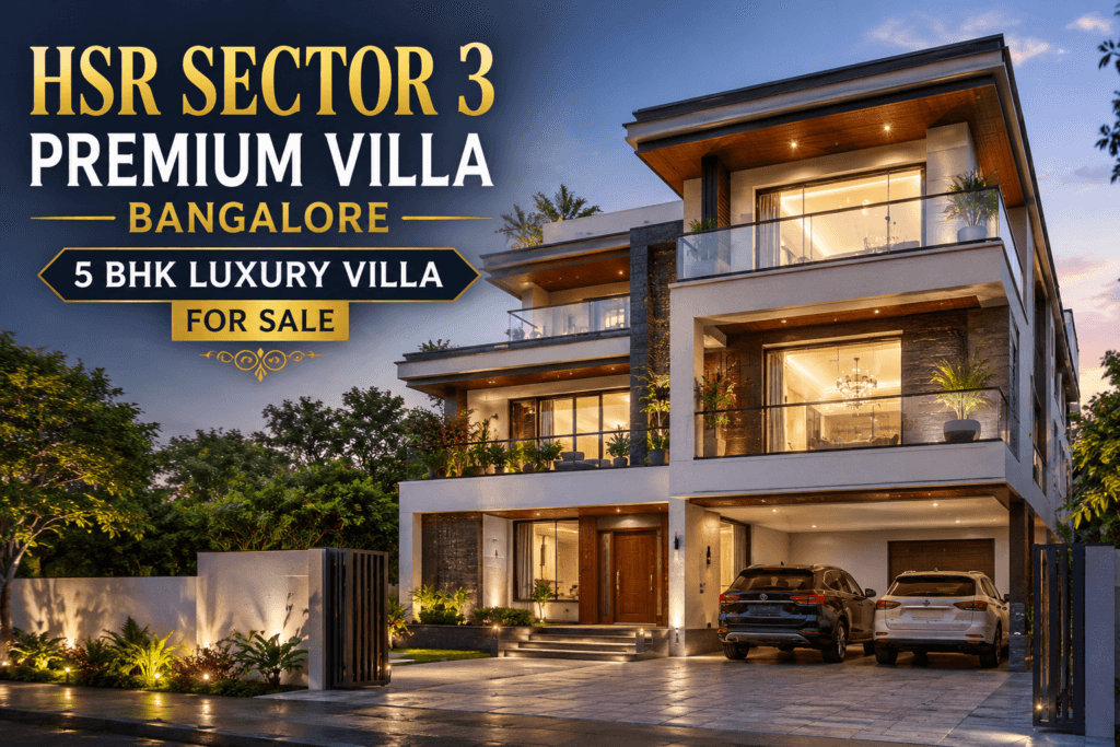 HSR Sector 3 Premium Villa Bangalore luxury 5 BHK villa exterior with modern architecture, premium design & spacious luxury living