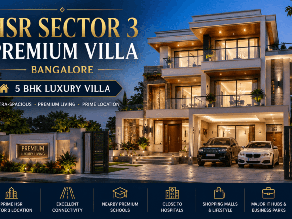 HSR Sector 3 Bangalore ultra-luxury 5 BHK independent villa with elegant elevation, premium interiors & grand modern lifestyle living
