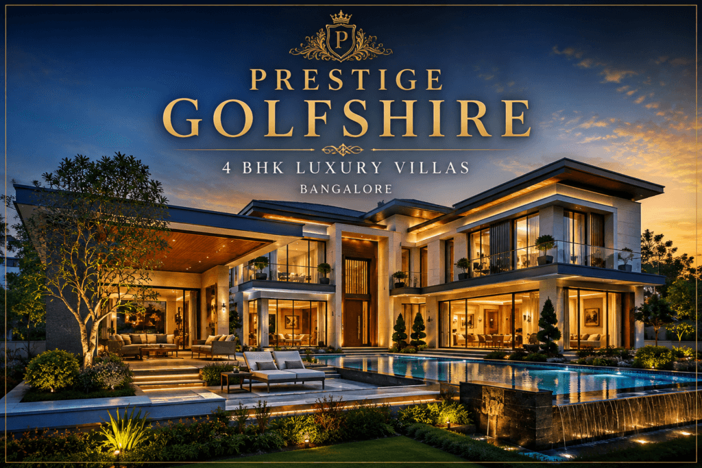 Prestige Golfshire Bangalore 4 BHK ultra luxury villa with modern architecture, premium interiors, private pool and elegant golf-side living