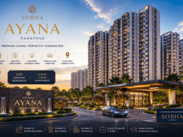 “sobha ayana panathur luxury apartment project with premium high-rise towers and landscaped entrance in east bangalore”