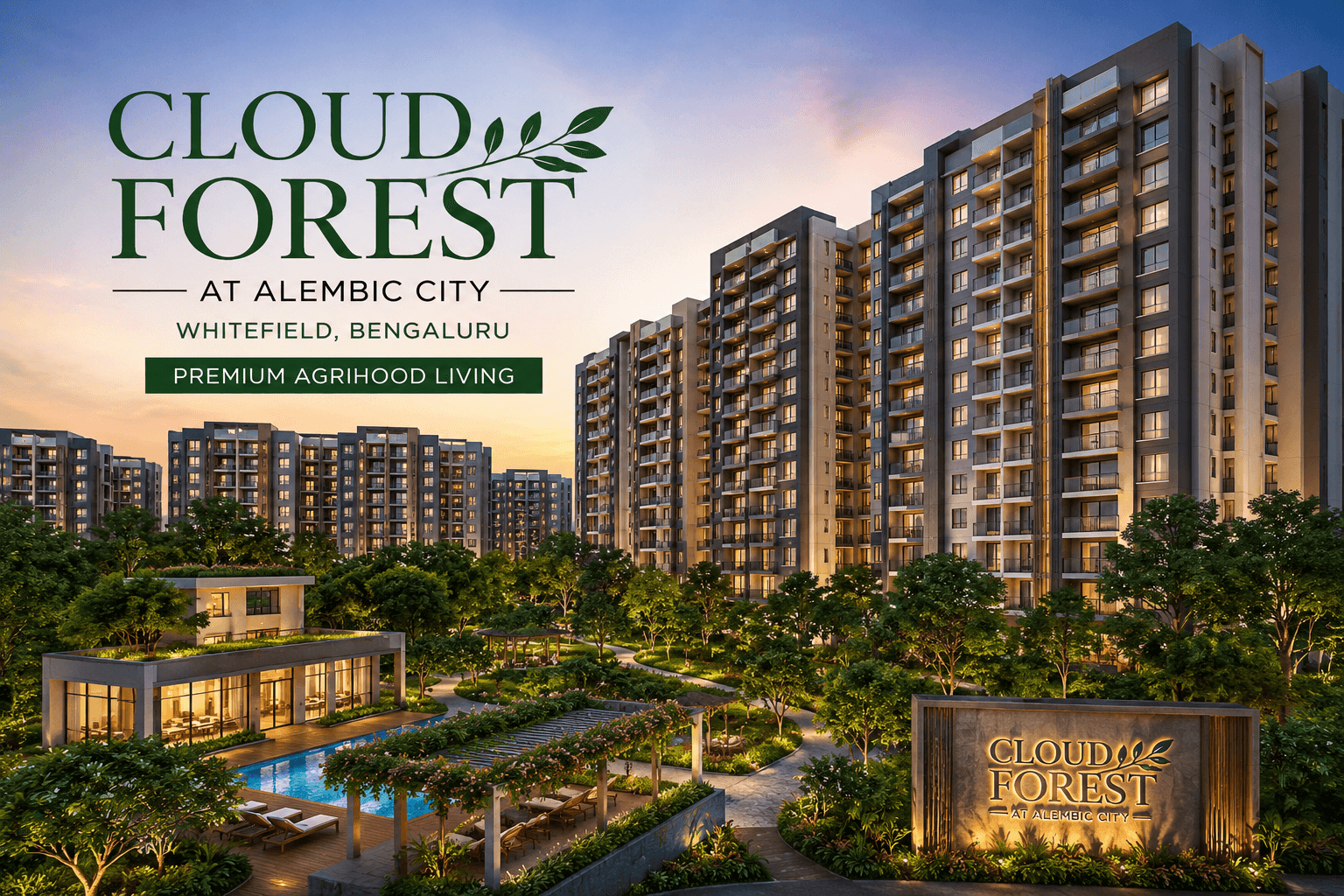 Cloud Forest at Alembic City premium residential apartment towers surrounded by lush green landscapes in Whitefield Bangalore