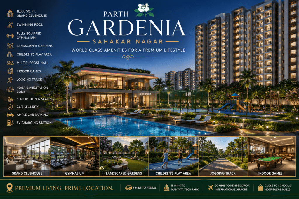 Parth Gardenia Sahakar Nagar clubhouse swimming pool and world class lifestyle amenities