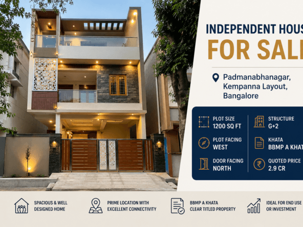 Independent House for Sale in Padmanabhanagar luxury G+2 independent house exterior view in Kempanna Layout