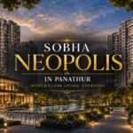 Sobha Neopolis in Panathur luxury apartment towers with landscaped gardens, swimming pool, clubhouse, and premium residential community view in East Bangalore