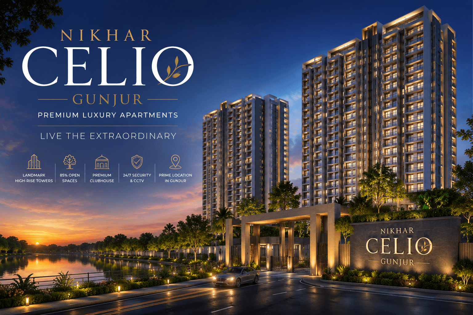 Nikhar CELIO Gunjur premium featured image showcasing luxury residential towers, open spaces, and modern urban living in Gunjur