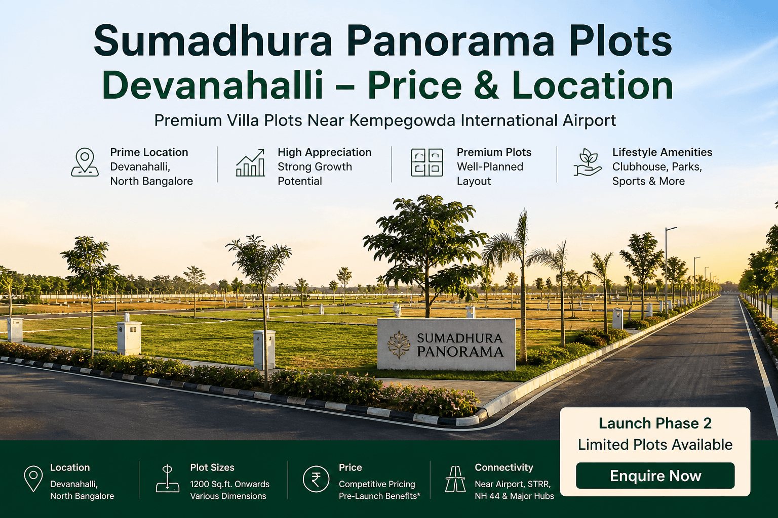 Sumadhura Panorama plots layout Devanahalli with wide roads and planned residential plots