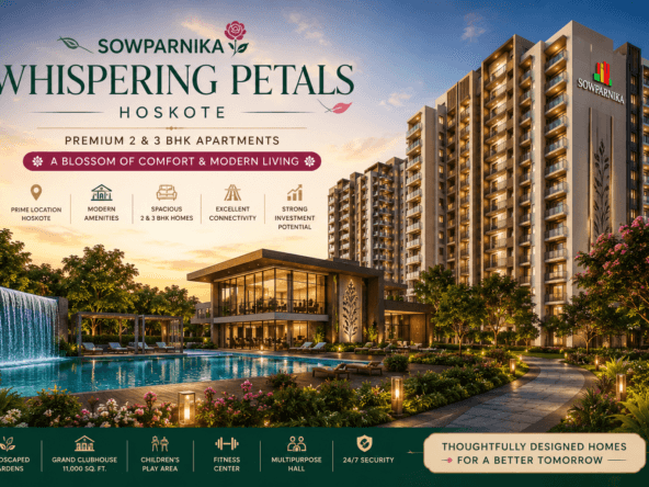 Sowparnika Whispering Petals Hoskote main featured image with luxury apartment towers clubhouse and premium lifestyle amenities
