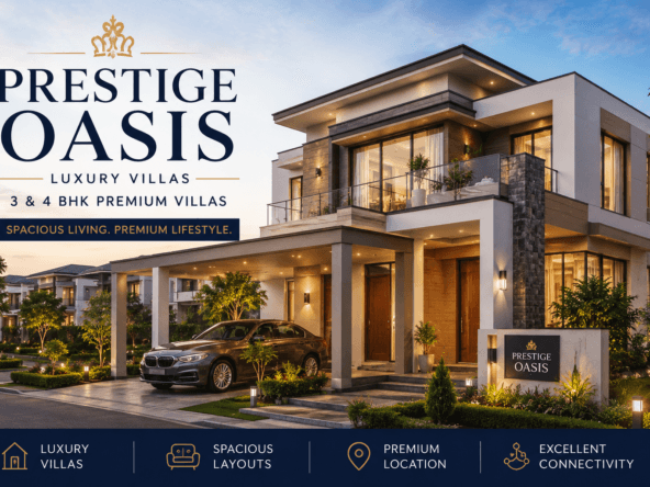 Prestige Oasis Bangalore premium 3 & 4 BHK luxury villas with spacious layouts, modern villa elevation, and high-end residential community design