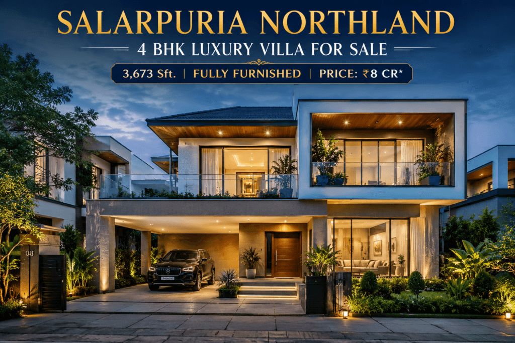 Salarpuria Northland Bangalore 4 BHK luxury villa exterior view with premium modern architecture and fully furnished interiors