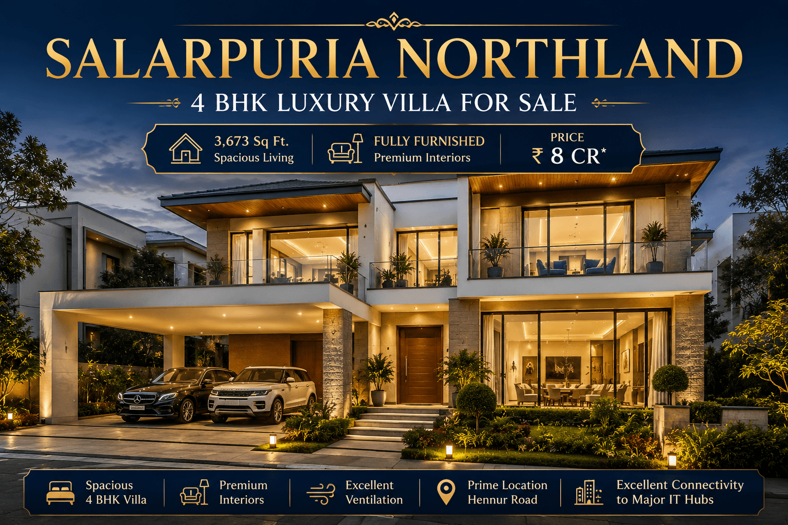 Salarpuria Northland Bangalore premium featured image showcasing luxury 4 BHK villa with spacious layout and elegant contemporary design