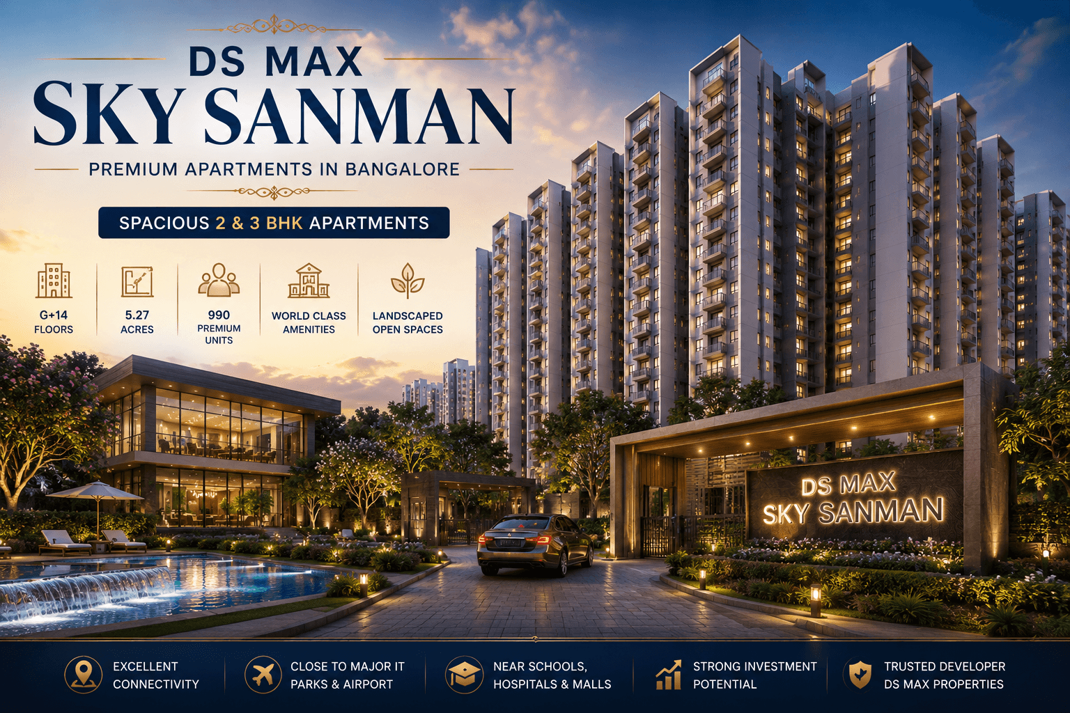 DS Max Sky Sanman Bangalore premium 2 and 3 BHK apartments with luxury high-rise community and modern amenities