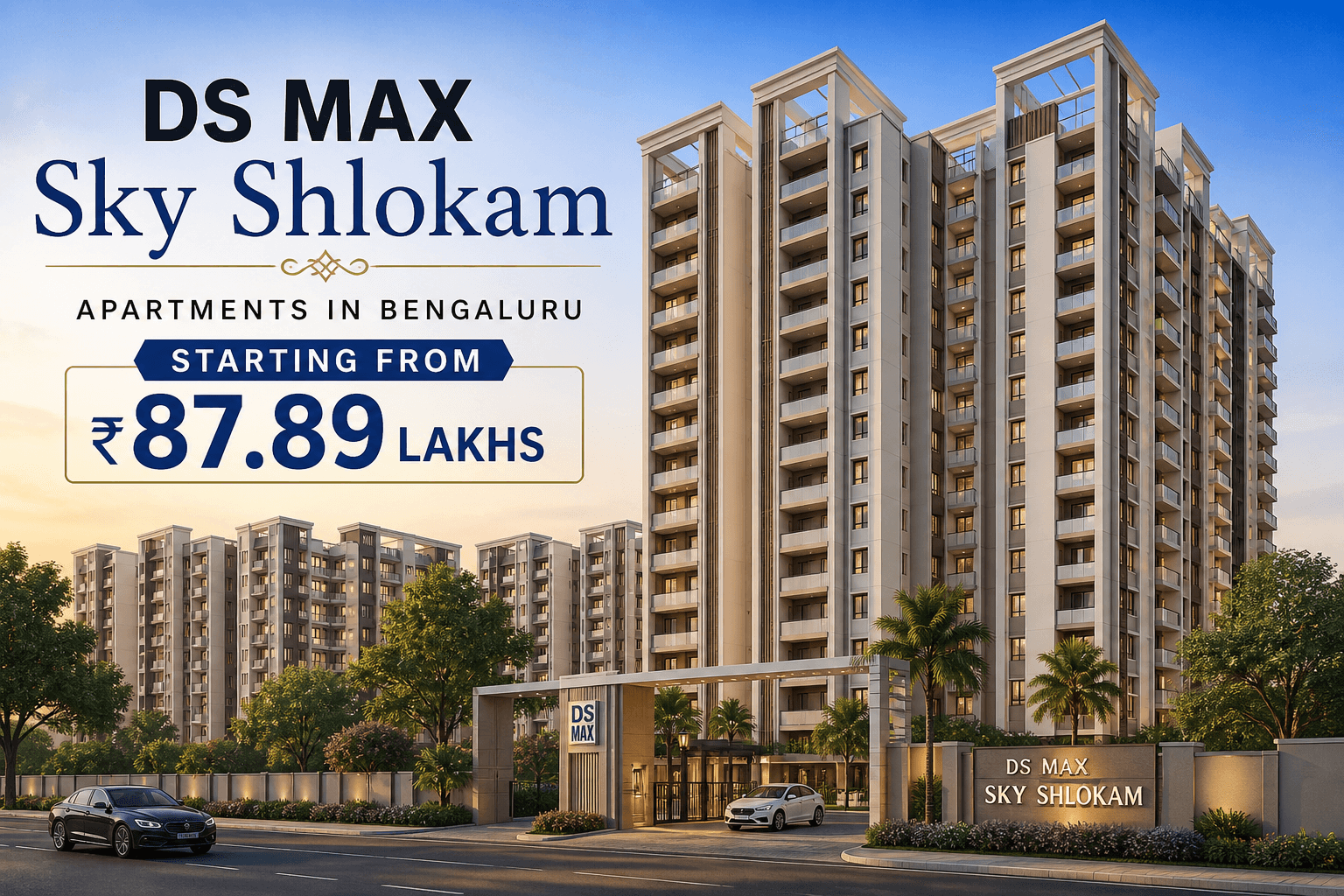 DS MAX Sky Shlokam Apartments in Bengaluru starting from ₹87.89 Lakhs with premium high-rise towers and modern architecture
