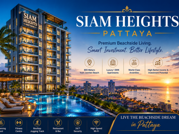 Siam Heights Pattaya luxury beachside apartment project with premium residences, swimming pool, and panoramic sea views near Jomtien Beach, Thailand