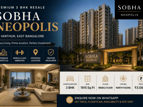 Sobha Neopolis 3 BHK Resale Varthur 3 BHK luxury apartment exterior with high-rise towers in East Bangalore
