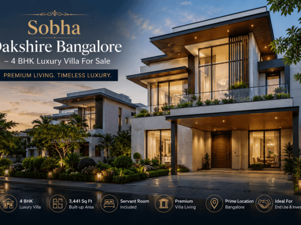 Sobha Oakshire Bangalore 4 BHK luxury villa for sale featured image with premium modern villa elevation and spacious luxury living design