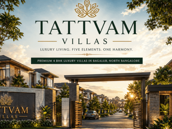 Tattvam Villas Bagalur luxury gated villa community entrance view in North Bangalore