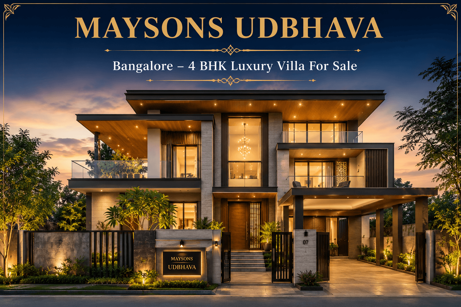 Maysons Udbhava Bangalore 4 BHK luxury villa for sale with modern premium architecture