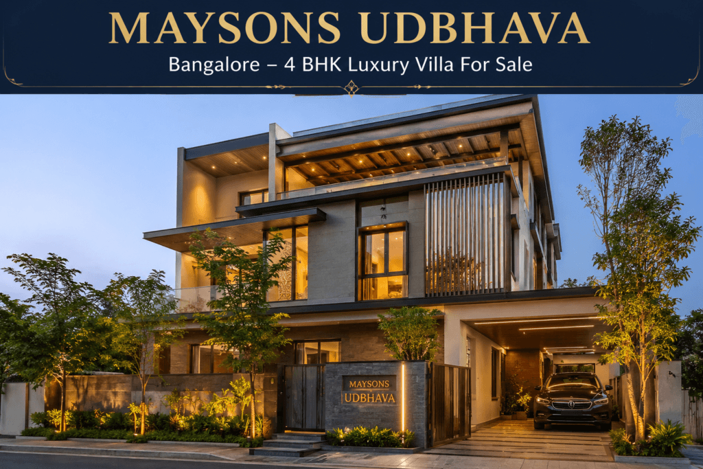 Fully furnished MAYSONS UDBHAVA 4 BHK luxury villa in Bangalore with elegant exterior design