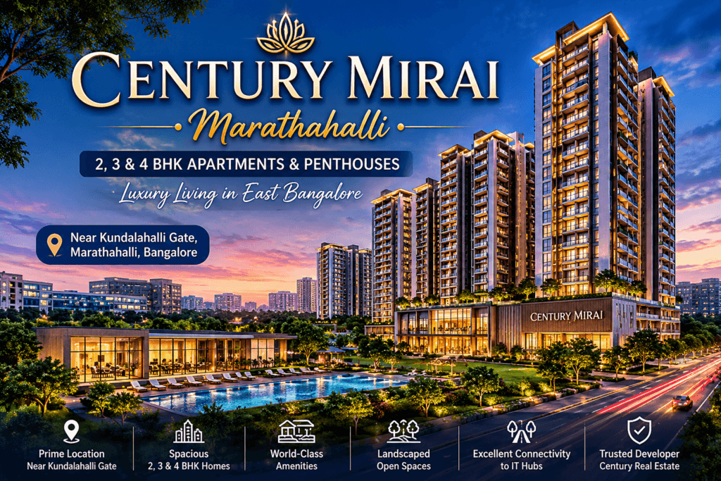 Century Mirai Marathahalli modern high-rise residential towers with contemporary architecture and luxury living spaces in Bangalore