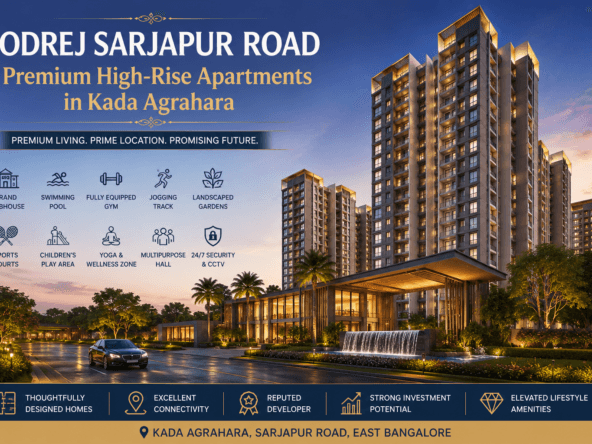 Godrej Sarjapur Road Premium High-Rise Apartments in Kada Agrahara featuring luxury residential towers, modern architecture, landscaped surroundings, and premium lifestyle amenities in East Bangalore.