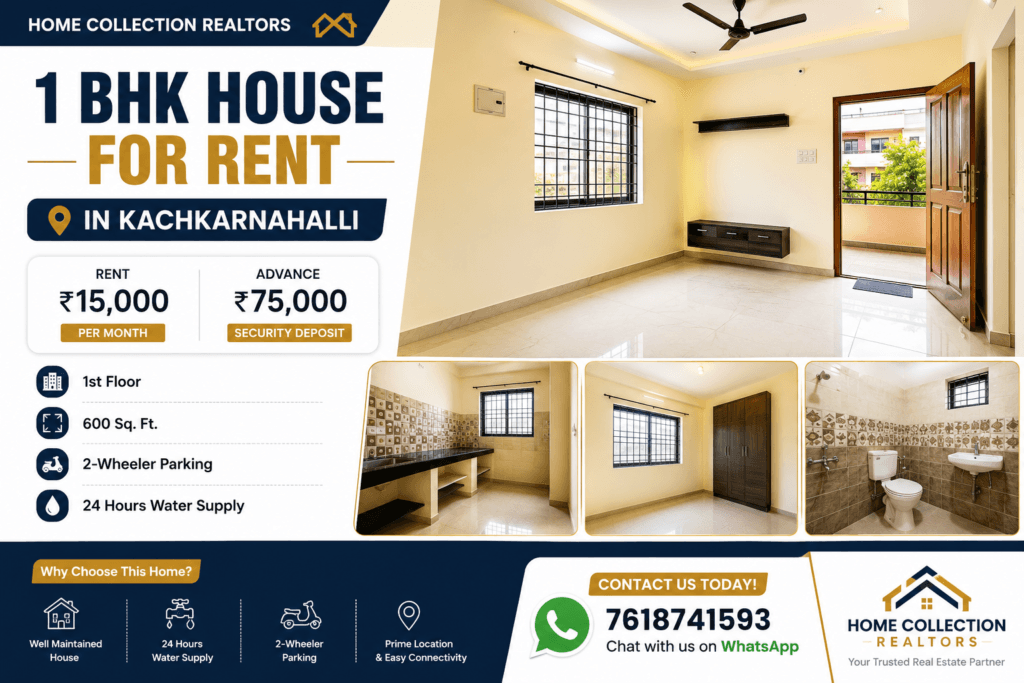 1 BHK House for Rent in Kachkarnahalli