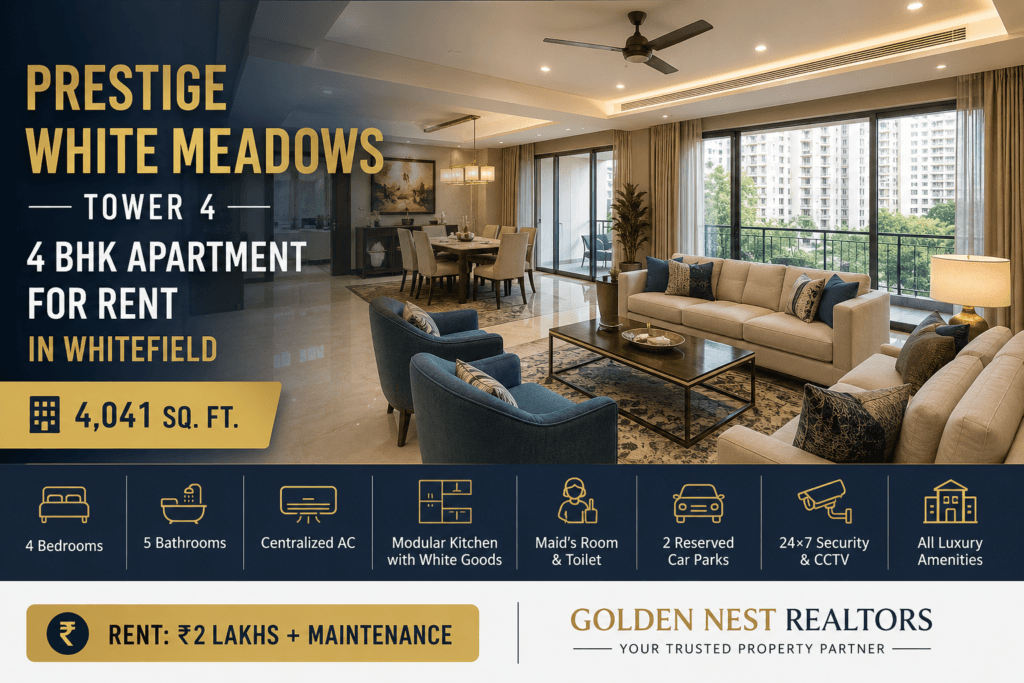 Prestige White Meadows Tower | 4 BHK Apartment for Rent in Whitefield