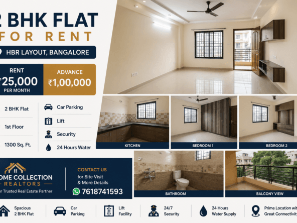 2 BHK Flat for Rent in HBR Layout
