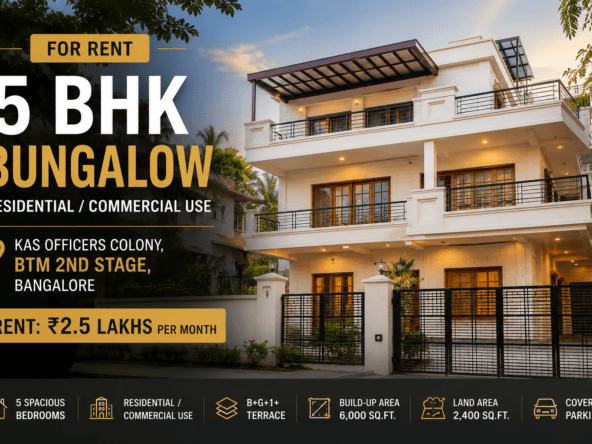 5 BHK Bungalow for Rent in KAS Officers Colony, BTM 2nd Stage, Bangalore | Residential & Commercial Property by Home Collection Realtors