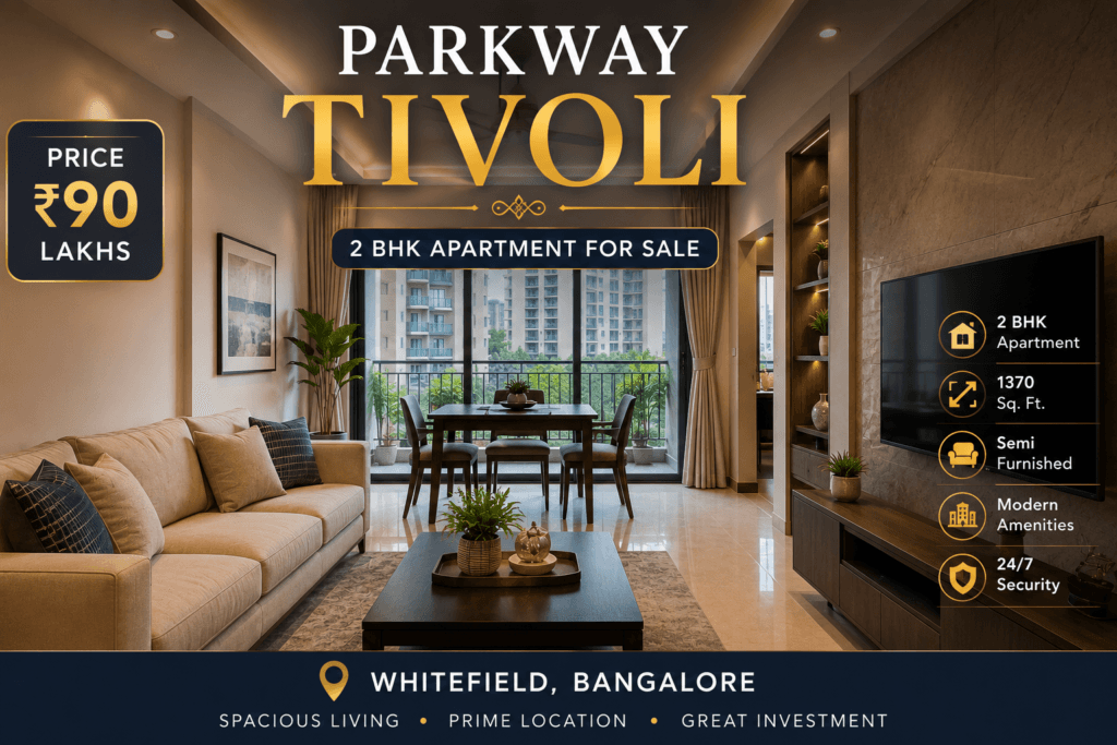 Parkway Tivoli 2 BHK Apartment for Sale | Semi-Furnished 1370 Sq. Ft. Home Priced at ₹90 Lakhs
