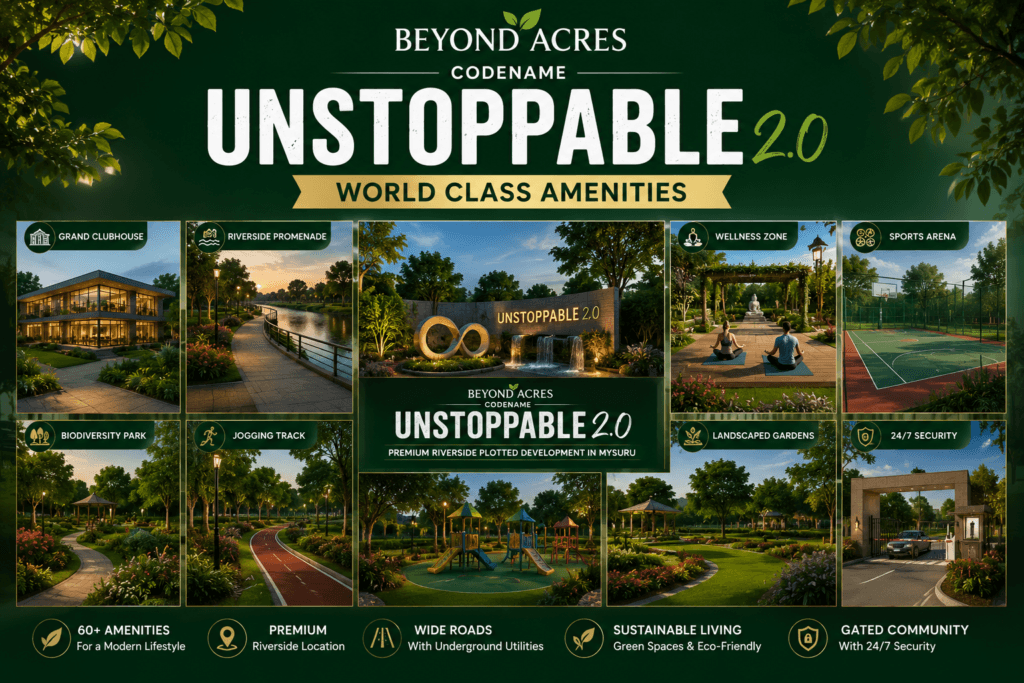 Beyond Acres Codename Unstoppable 2.0 world-class amenities including clubhouse, river promenade, sports arena and landscaped gardens