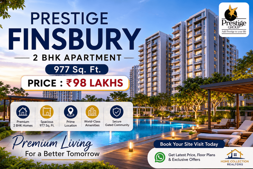 Prestige Finsbury Premium 2 BHK Apartments – 977 Sq. Ft. Homes Starting from ₹98 Lakhs in Bangalore