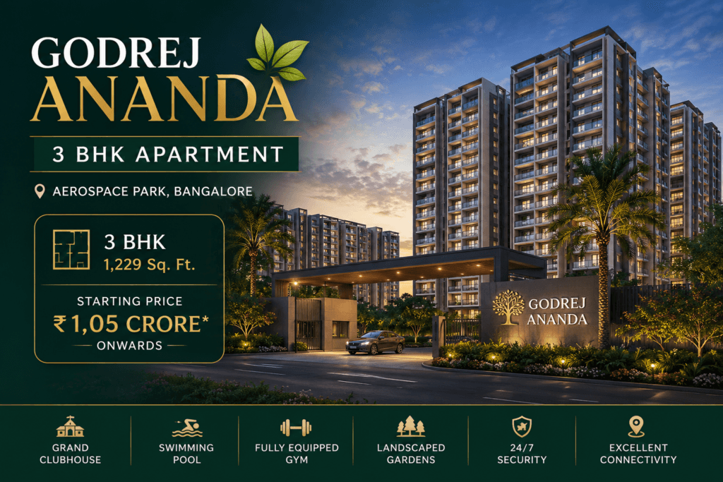Godrej Ananda 3 BHK Apartment 1229 Sq. Ft. starting from ₹1.05 Crore in Aerospace Park, Bangalore