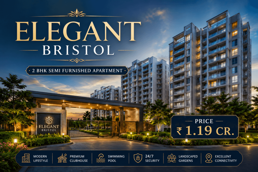 Elegant Bristol 2 BHK Apartment 1222 Sq. Ft. Semi-Furnished Home Priced at ₹1.19 Crore
