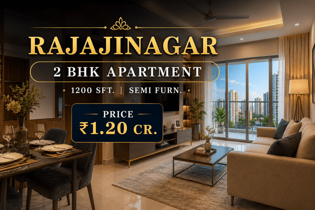 Rajajinagar 2 BHK Apartment 1200 Sq Ft Semi-Furnished Home for Sale in Bangalore