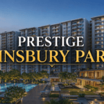 Prestige Finsbury Park featured banner with modern residential towers, showcasing the project title and starting price of ₹1.35 Crore in the center.