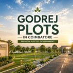 Godrej Plots in Coimbatore premium plotted development with landscaped entrance, wide internal roads, and modern residential township in Chettipalayam.