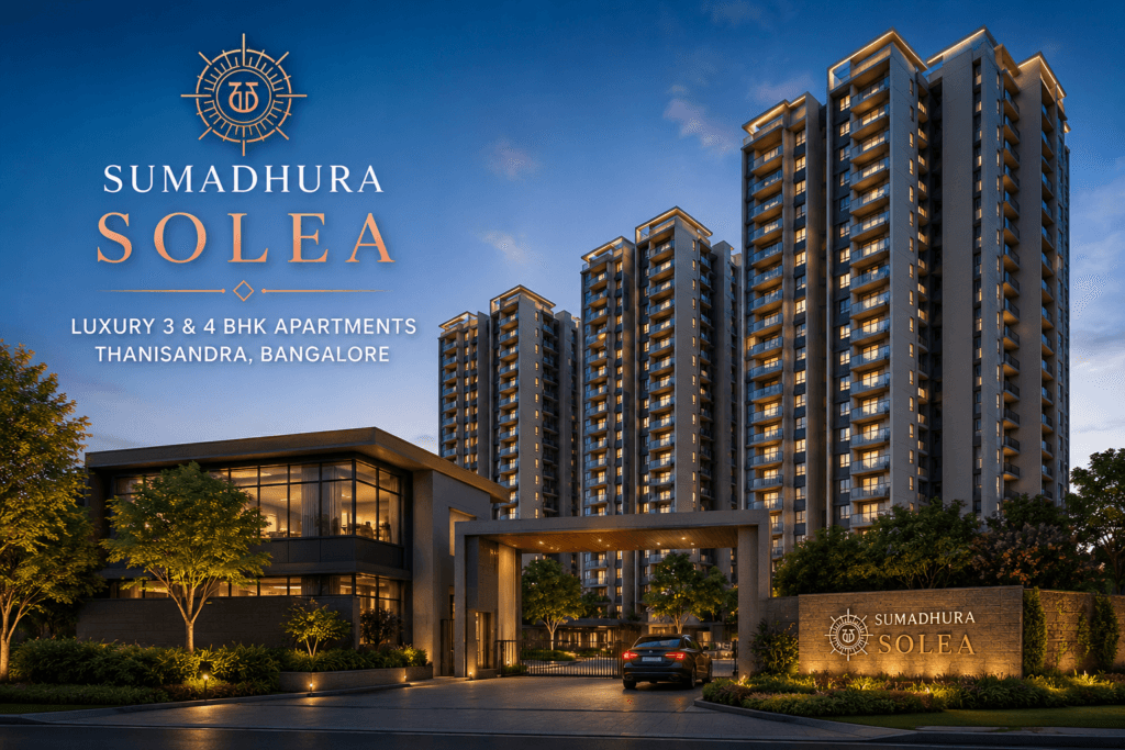 Sumadhura Solea premium apartment towers in Rachenahalli Thanisandra near Manyata Tech Park Bangalore